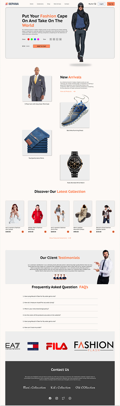 Fashion E-Shopping Landing Page Design branding e shopping fashion design figma graphicdesign interactive design landing page logo men wear product design ui ux ux design