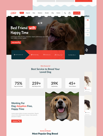 Pet Shelter Website: UI Design app cat dog graphic design pet ui uiux website ui website uiux