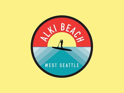 Alki Beach, West Seattle Illustration - Human Nature Designs alki beach alki beach badge alki beach design alki beach illustration paddleboard paddleboard design paddleboard illustration paddleboard logo paddleboarding design seattle seattle badge seattle design seattle illustration washington washington badge washington design washington illustration west seattle