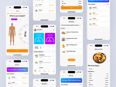Mobile App Design - Diet & food tracking app app app design design diet app diet planning app fitness app fitness tracking app food food app health app meals mobile app mobile app design nutrition app design product design tracking app ui ui design ux ux design