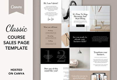 Classic Course Sales Page Template canva template canva webpage coaching template course creator course template landing page landing page template sales page website mockup website template