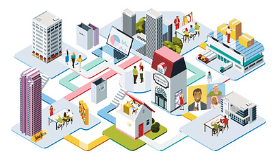 Workplace Map buildings business characters city corporate digital donghyun lim folioart graphic illustration isometric map