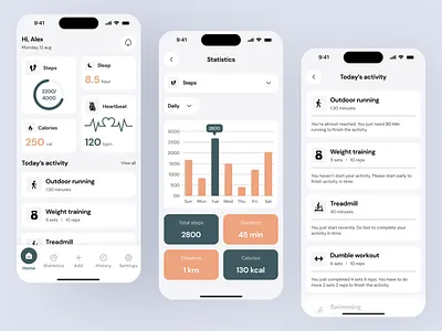 Mobile App Design - Fitness tracking app activity app app design exercise fitness fitness tracking app gym health app health goal health overview health overview app mobile app mobile app design personal tracking app tracking app training app ui ui design ux ux design workout