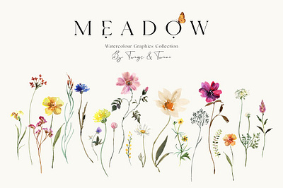 Meadow Wildflower Graphics greenery hand painted handpainted meadow tiny florals watercolor watercolour wedding invitations wedding stationery wild flowers wildflowers