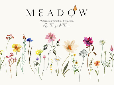 Meadow Wildflower Graphics greenery hand painted handpainted meadow tiny florals watercolor watercolour wedding invitations wedding stationery wild flowers wildflowers