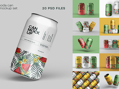 Soda Can Mockup Set can mockup design drink mockup juice mockup mockup package mockup packaging mockup soda can soda can mockup soda mockup template