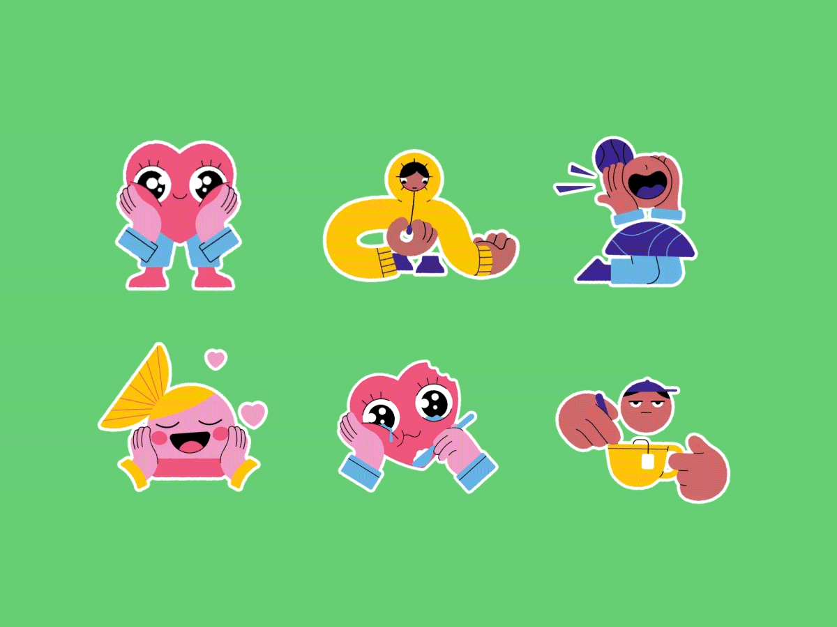 Whatsapp Sticker Pack character design flat illustration love sticker vector whatsapp