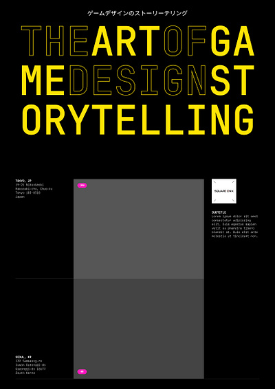 PRG. — Introduction: "The Art of Game Design Storytelling" black branding color typographic typography ui ui design user interface design yellow
