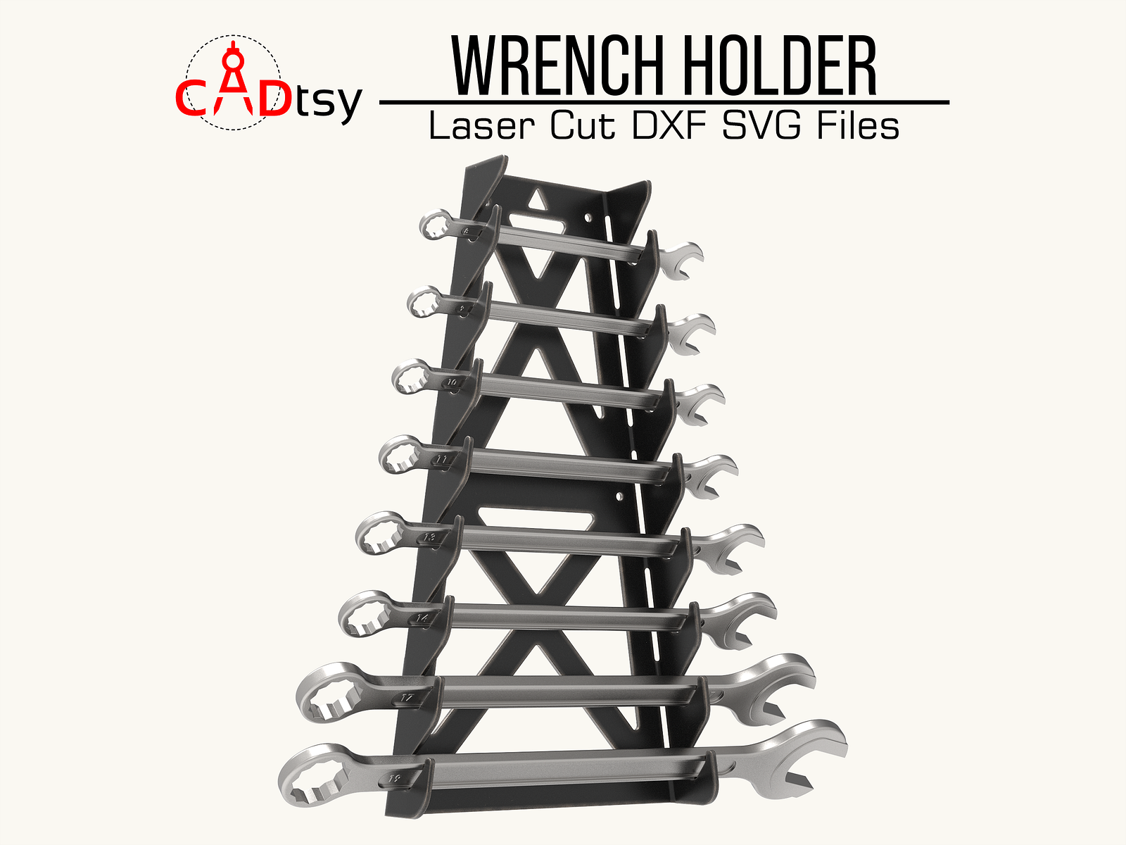 Wrench Holder, Spanner Rack DXF/SVG CNC Laser Cutting Files by CADtsy