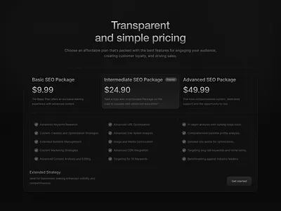 KeyworlSpy - Pricing dark ui design landing landing page pricing ui ux