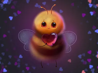 Would You Bee My Valentine? 💜🐝💜 bee cartoon character design digital art graphic design illustration magic procreate valentine