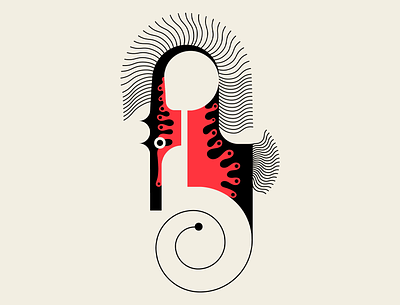 Seabiscuit abstract black design geometric illustration messymod minimalism red seahorse trufcreative vector
