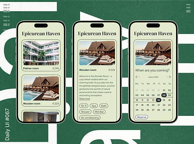 Daily UI 067 - Hotel or Vacation Rental Booking airbnb booking branding challenge daily dailyui design green hotel lux luxe luxury minimalism minimalist photo reservation room ui ux vacation
