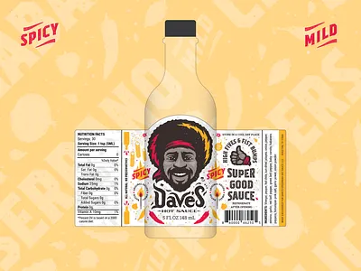 Dave’s Hot Sauce Label Mockup bottle food hot sauce hot sauce label jar label packaging sauce saucy