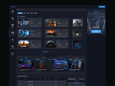 E-sports Gaming Platform e sport e sport website gaming gaming design website ux ui e sport