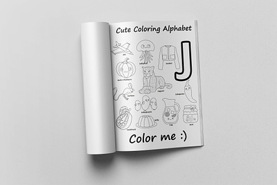 Coloring Page Book for Kids with Alphabet animals art coloring coloring book coloring page cute design jam jellyfish jet jguar kawaii printing