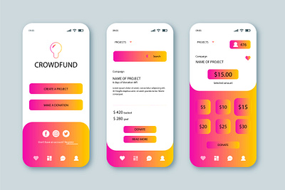 Crowdfunding app Design app app design app interface app kit application mobile app ui kit web app web application web design web interface website design website development