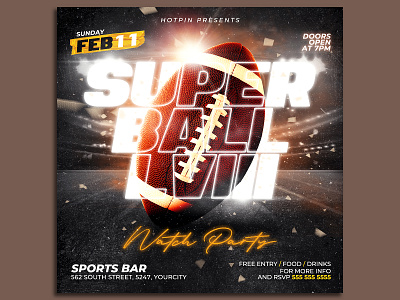 Football Flyer Template american sports bar superbowl