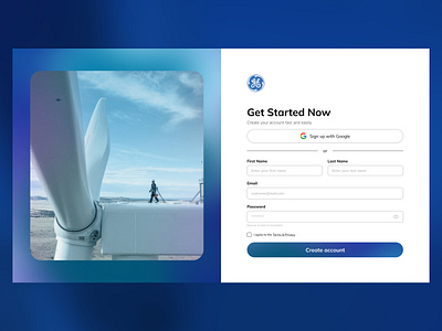 GE Sign Up Page blue brand design brand identity branding clean dailyui design figma graphic design landing page minimalism sign up sign up page ui uiux user interface ux