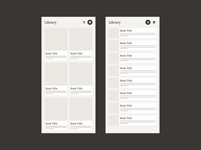 Wireframes - grid and list view - library grid library list wireframes