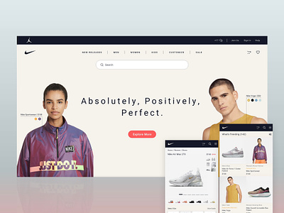 Nike - Absolutely, Positively, Perfect. blue cloth e commerce graphic design mobile nike online pink product design purple search bar shop shopping ui user experience user interface ux web design yellow