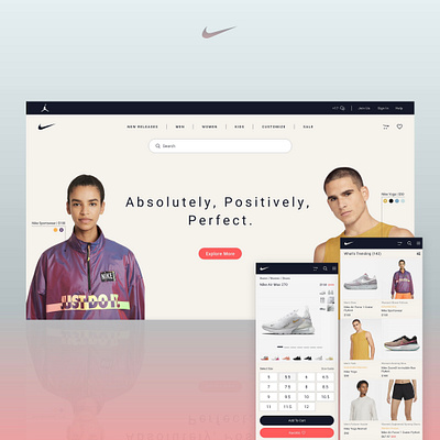 Nike - Absolutely, Positively, Perfect. blue cloth e commerce graphic design mobile nike online pink product design purple search bar shop shopping ui ux user experience user interface web design yellow