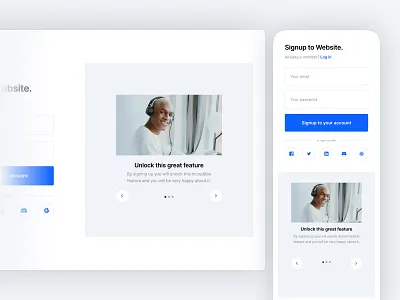 Signup 001 - Enhanced Build blue builder clean company dailyui design graphic design gray interface kit saas section sign up signup startup tech template ui uikit ux