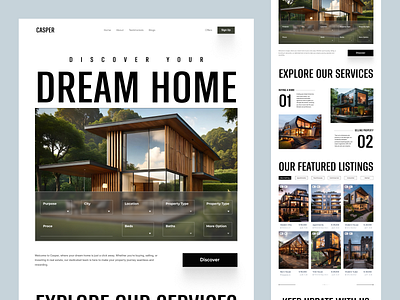 Casper - Property Finder Website (Real Estate Website) booking design homepage illustration interface landing landing page listing property real estate realestate rent rental ui web web design website
