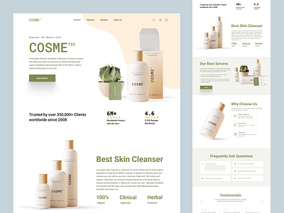 COSME - Beauty and Cosmetics Product Store cosmetics cream ecommerce lotion one pager one product website online store product landing product page serum shopify shopify store single page single product small store store web web design website wordpress