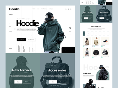 Hoodie - Shopify Website Homepage Design For Fashion Products clothing design ecommerce fashion homepage hoodie illustration interface landing landing page local store online store shopify shopping ui web web design website winter