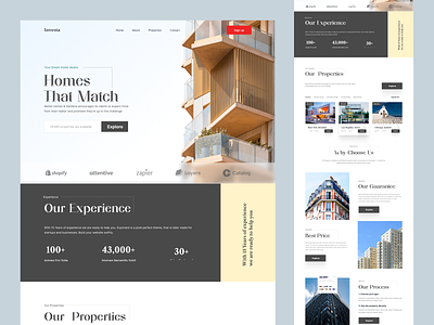 Investa - Real Estate Website Homepage design finance homepage illustration interface investment landing landing page listing money property real estate realestate ui web web design website