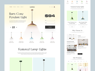Luminex - Home Decore and Lamps decore design ecommerce furniture homepage illustration interface interior lamp landing landing page lights local store shopify shopify store small store ui web web design website