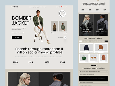 Mango - Shopify Website Homepage Design For Fashion Products brand clothing clothing store design ecommerce fashion homepage illustration interface jacket landing landing page local store shopify shopify store small store ui web web design website
