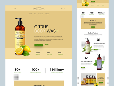 PharmaCopia - Body wash product website bathing beauty citrus cosmetics design ecommerce homepage interface landing landing page lemon local store pharmacopia shopify small store store web web design website woocomerce