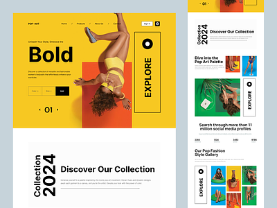 PopArt - Shopify Bold Products Store bold clothing ecomemrce fashion fashion store homepage interface landing landing page local store popart product product details product landing shopify small store store web web design website