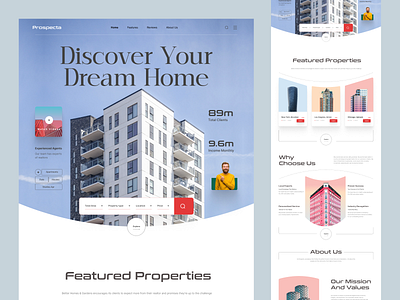 Prospects - Real Estate Website Homepage booking calendar design finance homepage illustration interface investment landing landing page listing property real estate realestate rent ui web web design website