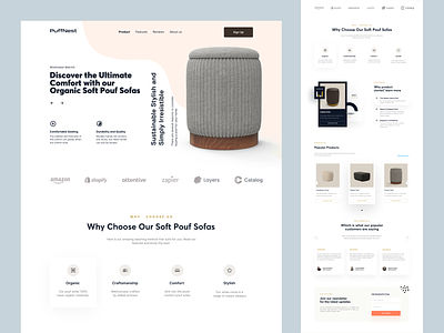 PuffNest - Shopify Store Design for Furniture Products barstool decore design ecommerce furniture home homepage illustration interface landing landing page puffnest shopify sofa stool store ui web web design website