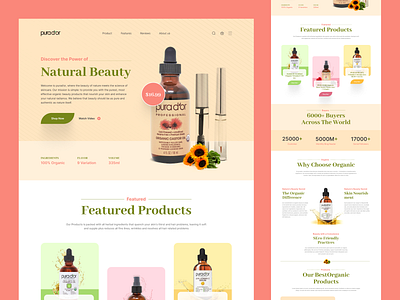 Purador - Cosmetics and Skincare Store beauty cosmetic cream ecommerce interface landing page lotion one pager one product website online store product page product store product website purador serum shopify single product website web web design website