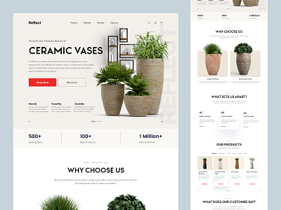 Reflect - Ceramic Vases and Home Decore Products ceramic decore design ecommerce home homepage illustration interface landing landing page local store reflect shopify small store store ui vases web web design website