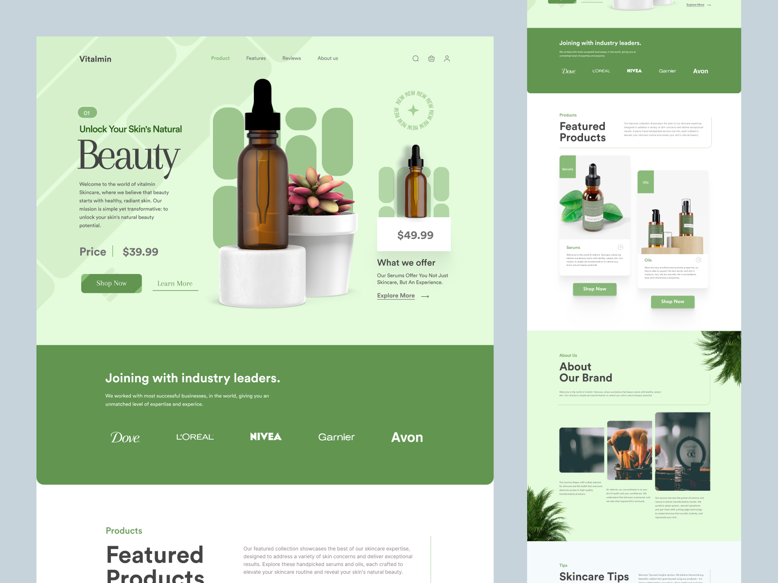 Vitamen - Cosmetics Serum Product Website by Mike Taylor on Dribbble