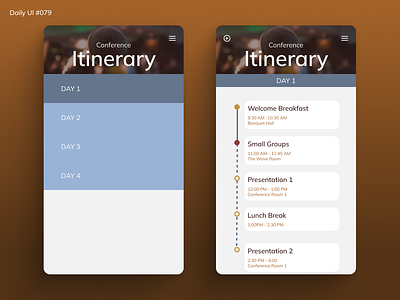 Daily UI #079: Itinerary 079 79 conference daily ui design figma graphic design itinerary ui