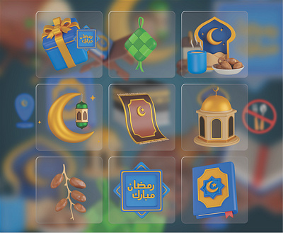 Ramadan 3D Icon Set 3d design eid mubarak graphic design icon icon set iconography icons iftar illustration islam mosque prayer rug quran ramadan ramadan gift ramadan icons ramadan kareem ui ux