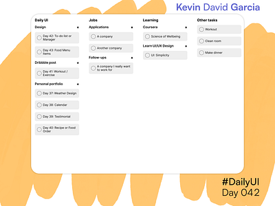 #DailyUI Day 42: To-Do List or Manager dailyui organizer planner to do
