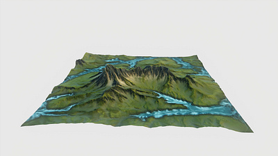 Terrains collection 2: Mountain with waterfalls and river 3d art design fantasy gaea graphic design hills illustration landscape mountain mountains procedural terrain water waterfalls