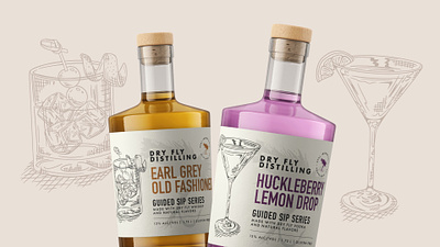 Dry Fly Guided Sip Series Cocktails | Packaging brand identity branding design graphic design illustration packaging spokane vector