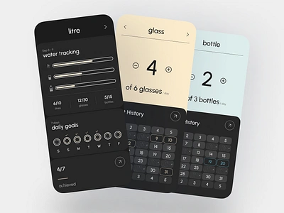 Water consumption tracker - Mobile app concept branding charts concept graphic design mobile app ui ux