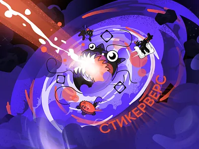 spacecat stickerverse art identity illustration