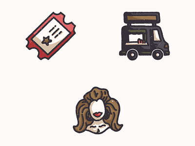 Swan Dive PDX: Dive Bar Iconography dive bar drag drag queen food cart food truck foodcart foodtruck iconography icons illustration music venue ticket tickets