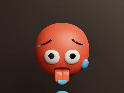 Exhausted 3D emoji 3d 3d animation 3d emoji app animation ar blender cute design exhausted emoji illustration illustrations kawaii library looping red face resources ui ui animation vr web animation