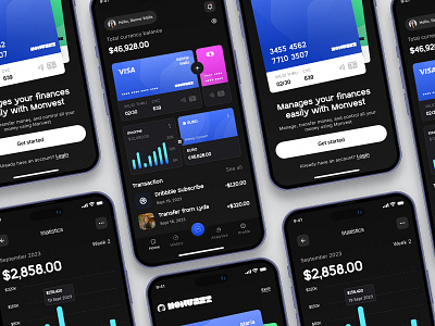 Monvesta - Finance Mobile App 💸 apps banking banking app business clean dark mode design finance finance app financial fintech fintech app interface mobile app mobile design money transactions ui design user interface wallet